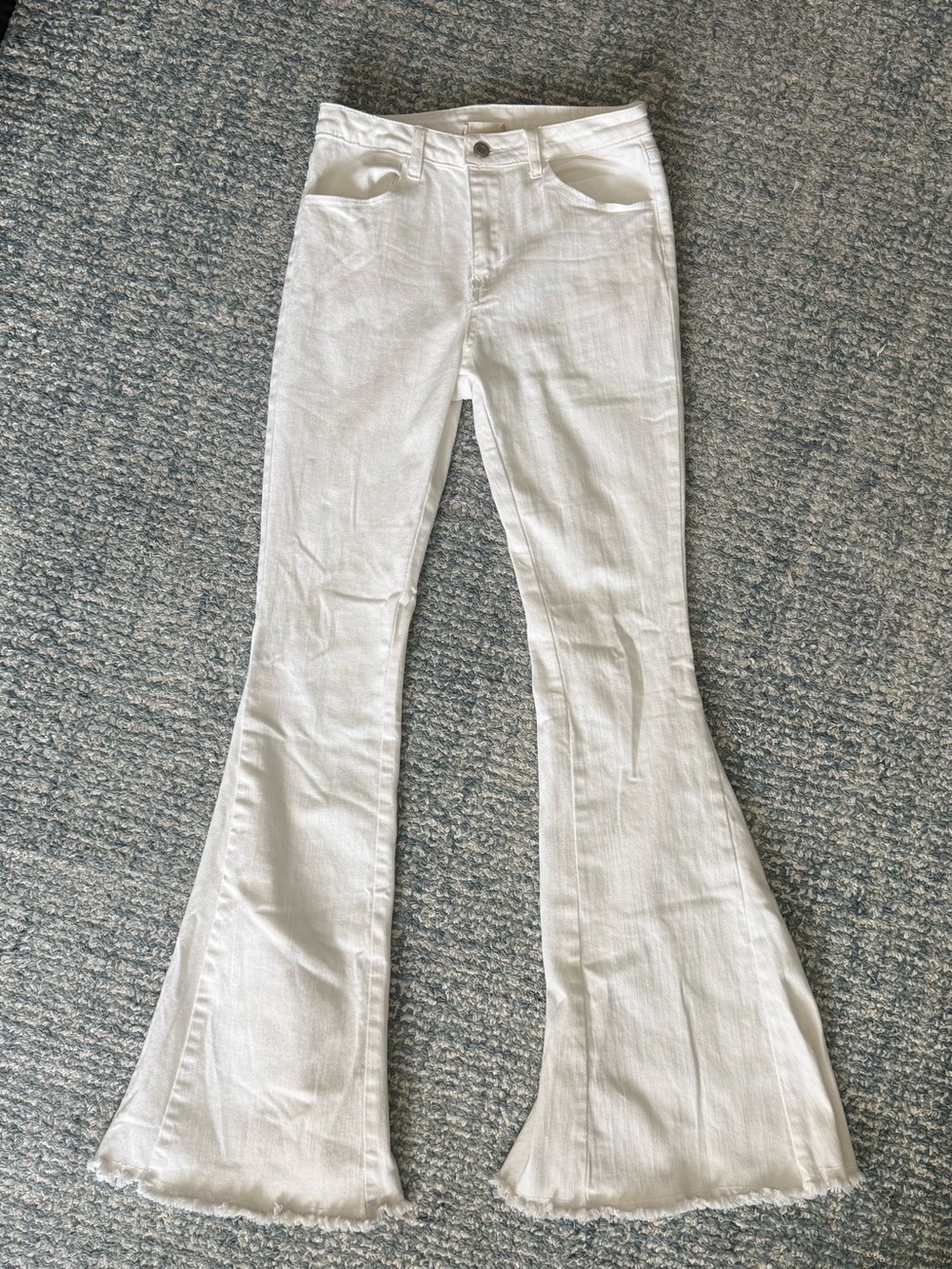 Altar'd State high waisted white bell bottom jeans
